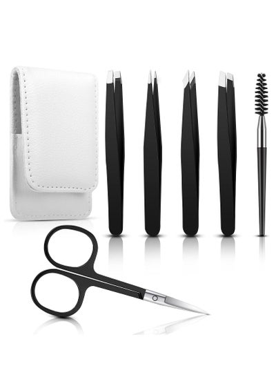 Buy 6 Piece Stainless Steel Precision Tweezers with Leather Case in UAE