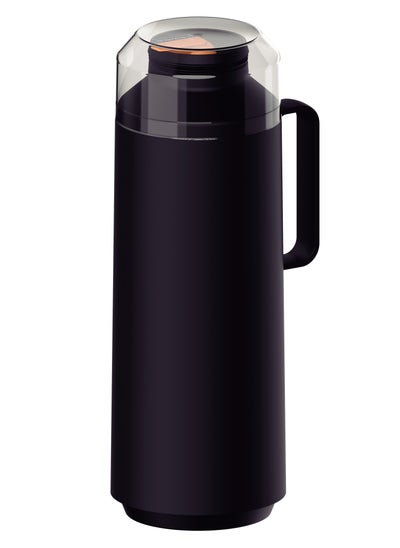 Buy Exata Black Plastic Thermal Flask with 1 Liter Glass Liner and Plastic Lid in UAE