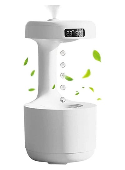 اشتري Ultrasonic Humidifiers for Bedroom, cool mist humidifiers Anti Gravity Water Drop, oil diffuser LED Clock Display, 36dB Quiet Air Humidifier with Night Light for room Office 800ml في السعودية