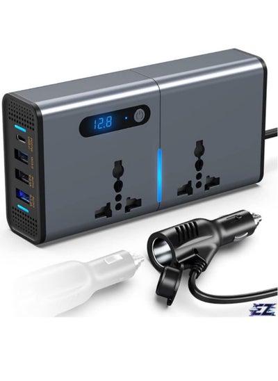 Buy "200W Car Power Inverter: DC 12/24V to 220V AC with USB & Type-C Ports" in UAE