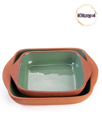 اشتري "LUKSYOL Handmade Terracotta Oven Trays - Set of 2 | Authentic Mexican Pottery for Tajine, Moroccan, Indian Cooking | Oven-Safe Clay Pans for Baking and Slow-Cooking | Lead-Free في الامارات