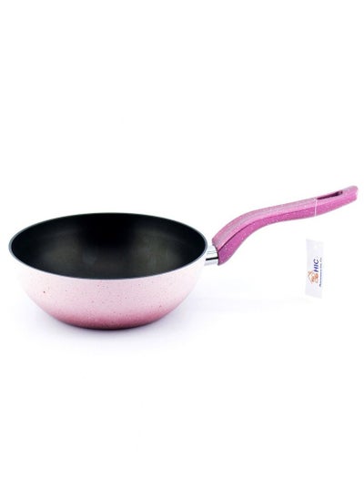 Buy Granite deep frying pan with non-stick coating pink 22 cm in Saudi Arabia