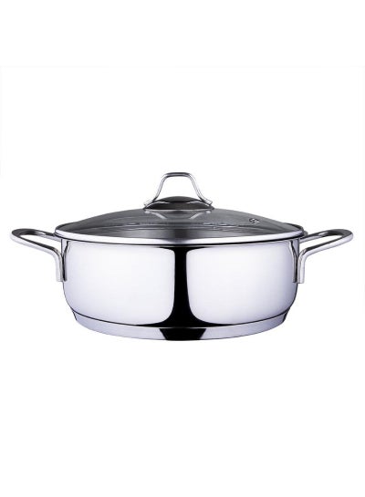 Buy Modernist Stainless Steel Saute Pan Withlid 24Cm in UAE