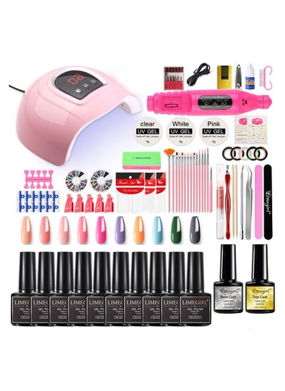 Buy COOLBABY Gel Nail Polish Set with UV Lamp 54W Nail Art Lamp 10 Colors Neutral Pink Glitter Gel Nail Polish Set Polisher Nail Art Tools in UAE