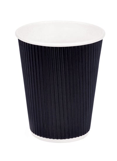 Buy [50 Cups] Ripple Cups Black 12Oz With Lid for Hot Beverages Tea Coffee & Chocolate Drinks for Office Party Home & Travel in UAE