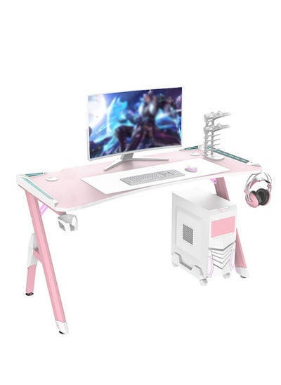 Buy Gaming Desk,47 Inch PC Computer Desk, Home Office Desk Table Gamer Workstation, Simple Game Table, Pink in UAE