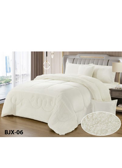 Buy Royal Comforter Set Luxury Winter Bed Cover Double 6 Piece System Two Sided Fur And Soft Velvet 230x250cm in Saudi Arabia