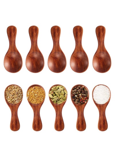 Buy 10 Pieces Small Wooden Teaspoon, Wooden Teaspoon Small Teaspoons Serving Wooden Utensils for Salt Spoon Honey Coffee Tea Sugar Salt, Mini Wooden Spoon for Daily Use (3 inches) in UAE