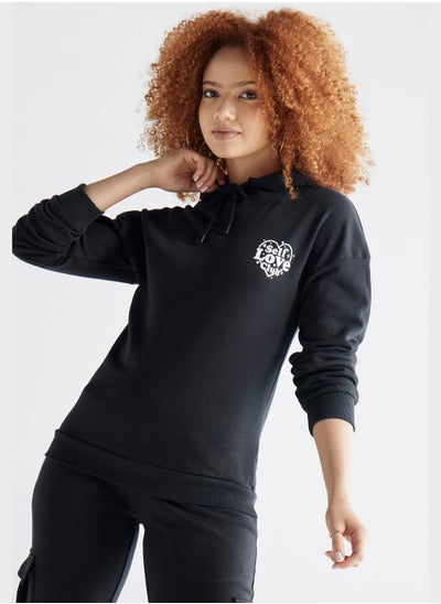 Buy Printed Drawstring Hoodie in UAE