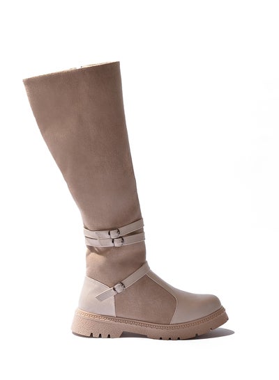 Buy Knee-High LB-22 Leather In Suede - Beige in Egypt
