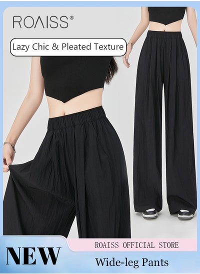 اشتري Women YamamotoStyle Pants Relaxed Wide Leg with Textured Feel Leg Shaping Fashionable Slimming Sun Protection Excellent Drape في الامارات