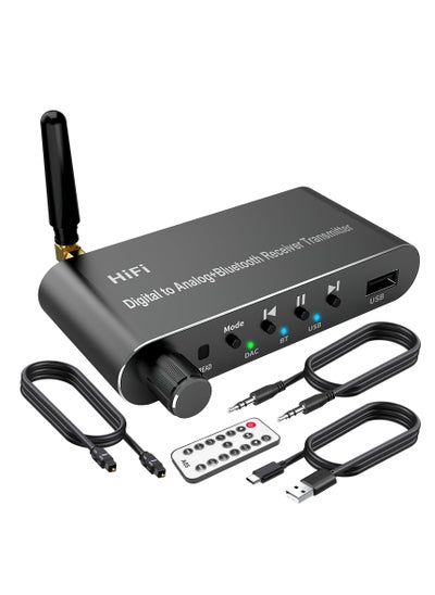 اشتري Digital to Analog Audio Converter with Bluetooth 5.1 Receiver, Digital Optical to 3.5 mm DAC Wireless Adaptor, Coax to Analog L/R RCA 3.5 mm for TV, Gaming, CD Player, MP3 في الامارات