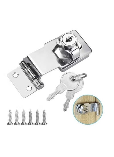 Buy Small Hasp and Staple 90 Degrees Metal Lock Hasp 3 Inch/76mm Door Bolt Latch Buckle Safety Door Clasp Knob Shed Locks with Padlock, Key, Screws for Cabinets Cupboard Drawer Gate in Saudi Arabia