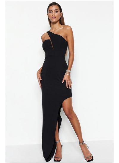 اشتري Black Woven Long Evening Dress TPRSS23AE00035 في مصر