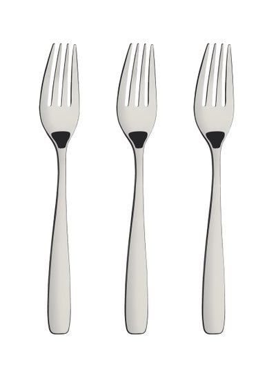 Buy Amazona 3 Pieces Stainless Steel Dessert Fork Set with High Gloss Finish in UAE