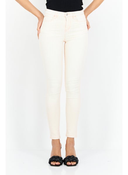 اشتري Women Skinny Fit High Waist Stripe Jeans, Pink في الامارات