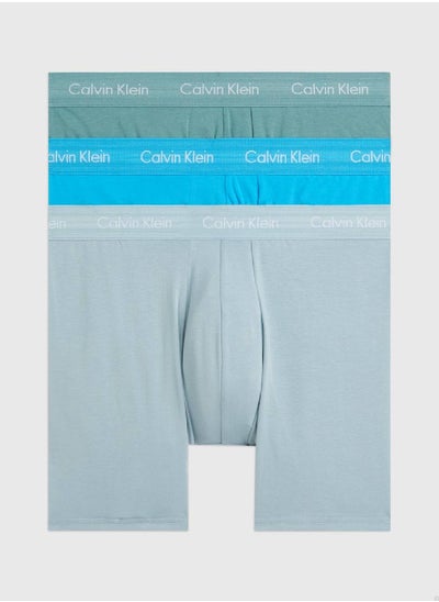 Buy Men's 3 Pack Boxer Briefs - Cotton Stretch -  cotton elastane blend, Blue in UAE