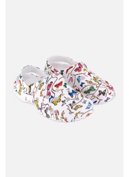 Buy Women Slip On Allover Print Clogs, White Combo in Saudi Arabia