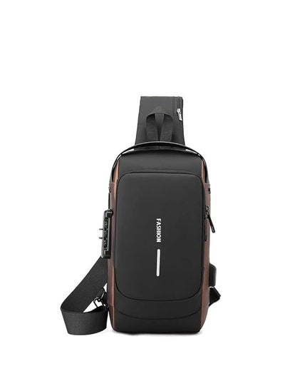 اشتري Crossbody Sling Bag Shoulder Backpack, Anti-theft Chest Waterproof Bag One Strap Sling Bags with USB Charging Port for Hiking Cycling Travelling Outdoor . ( Brown ) في الامارات