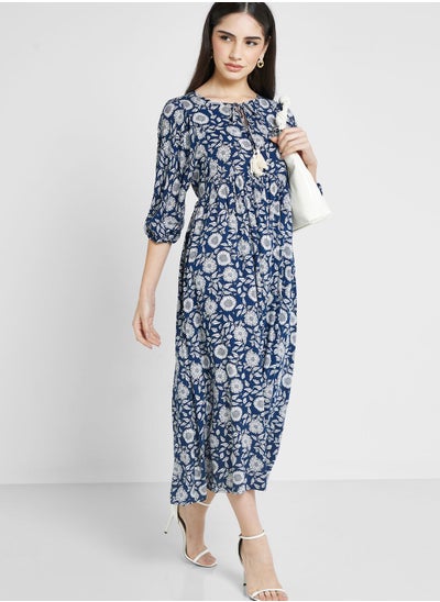 Buy Puff Sleeve Printed Dress in UAE