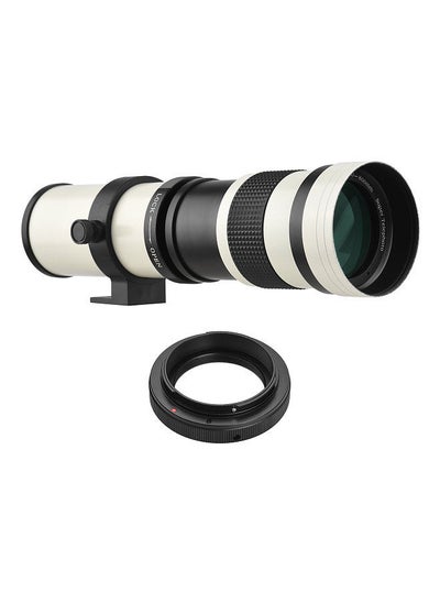 اشتري Camera MF Super Telephoto Zoom Lens F/8.3-16 420-800mm T Mount with Adapter Ring Universal 1/4 Thread Replacement في السعودية