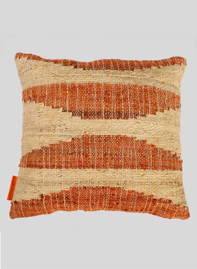 Buy Waves Throw Cushion Cover Unique Design Square Pillow Jute and Cotton Texture Pillow Case Modern Home Decor 50X50 Cm in UAE