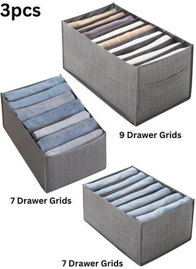 Buy 3 pieces of clothes organizer. A divided fabric drawer organizer consisting of 3 different sizes. The small size is 35*24 cm, 7 boxes. The medium size is 44*25 cm, 7 boxes. The large size is 44*30 cm, in Egypt