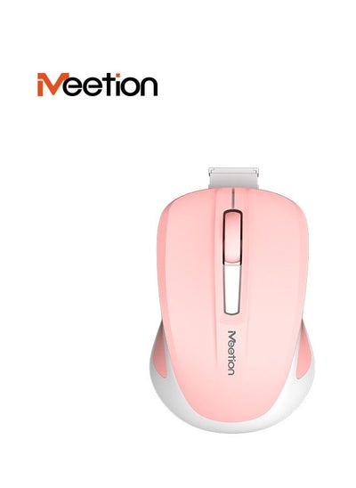 اشتري MEETION MiniGo Small Travel 2.4Ghz Cordless Silent Computer Cute Mini Rechargeable Laptop Wireless Mouse (8CM) pink color في الامارات