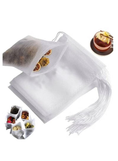 Buy Disposable Tea Filter Bags, Empty Cotton Drawstring Seal Filter Tea, Food Grade Nonwoven Tea Infuser for Leaf Tea Coffee, Medicinal and Soup (100 Pcs, 10x15 cm) in Saudi Arabia