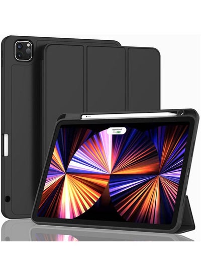 Buy New iPad Pro 11 Inch Case 2022 4th Gen/2021 3rd Gen /2020 2nd Gen with Pencil Holder,Smart iPad Case Support Touch ID and Auto Wake/Sleep with Auto 2nd Gen Pencil Charging Black in UAE