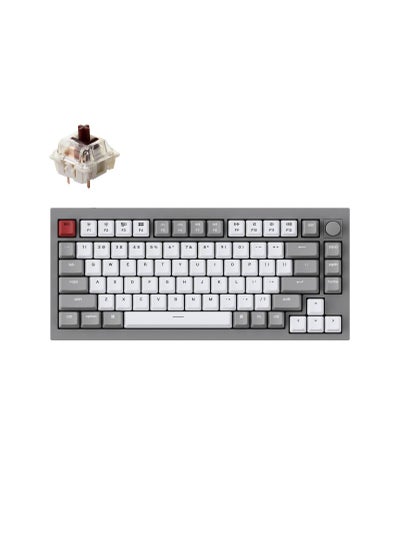 Buy Keychron Q1 QMK Gateron Phantom Mechanical Keyboard with Knob, RGB, Brown Switch & Custom Hot-swappable | Ergonomic Design Gaming Keyboard - Space Gray in UAE