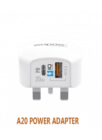 Buy Wopow A20 Power Adapter 20w Quick Charge - White in Saudi Arabia