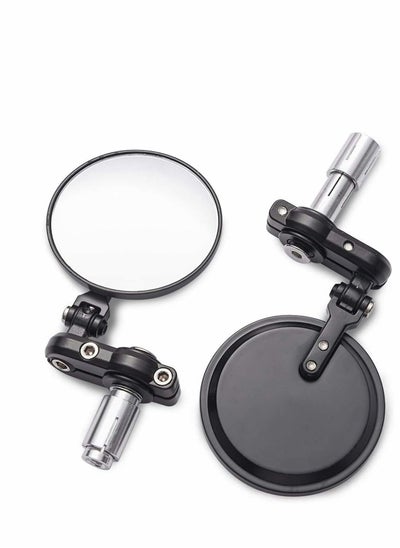 اشتري 7/8" 22mm Motorcycle Handlebar Bar End Mirror 3 Inch Round Rear View Side for Scooter Chopper Cruiser (Black) في السعودية