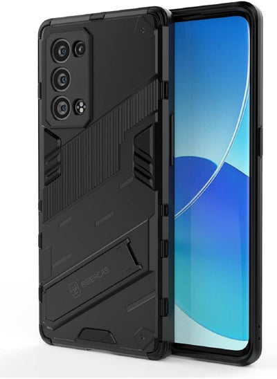 Buy IKBEN Shockproof Soft TPU Bumper and Hard PC Back Cover with Stand for OPPO Reno 6 Pro Anti-Slip Phone Case Black in Saudi Arabia