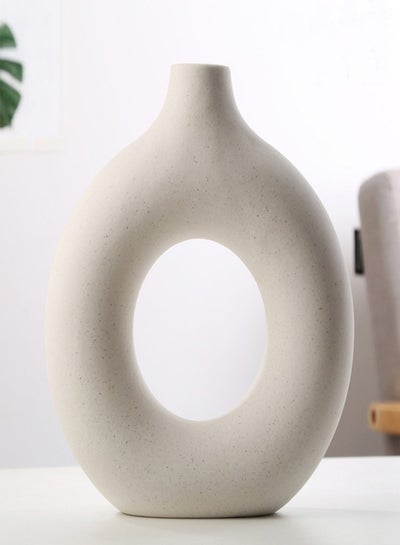 Buy White Ceramic Vase Modern Home Decor in UAE