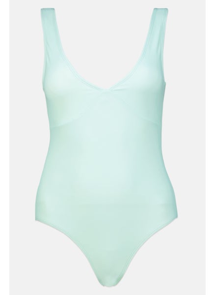 Buy Women Solid One Piece Swimsuit, Mint Green in UAE