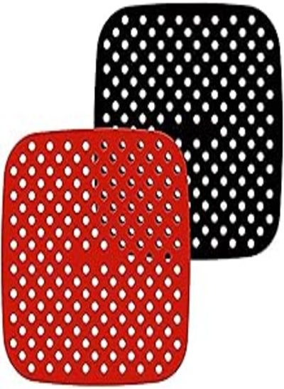 اشتري fashion mania Square Silicone Air Fryer Liners (8.5 inch 2pc-Black and Red) Reusable Air Fryer Liners, Non-Stick Silicone Liners في مصر