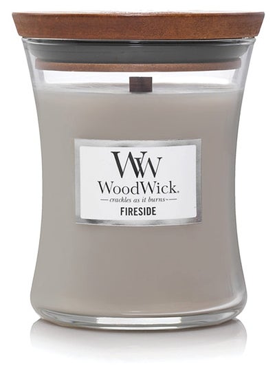 Buy Medium Candle Fireside  Grey   9.9cm Lx 9.9cm W x 11.4cm H   92106AM in UAE