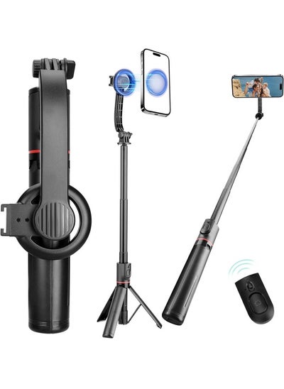 اشتري Padom for MagSafe Tripod for iPhone 41" Selfie Stick Tripod Phone with Remote, Phone Tripod for Video Recording, Cell Phone Tripod Mount Stand for Cellphone في الامارات