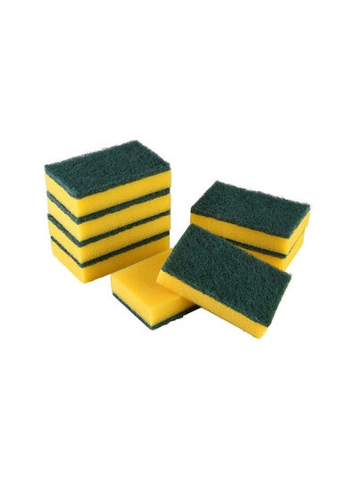 Buy Royalbright Heavy Duty Scrub Sponges- RF11085| Scrub Pads for Kitchen, Sink and Bathroom Use Multi-Purpose| No Scratch Rectangular Sponge| Pack of 8| Green and Yellow in UAE
