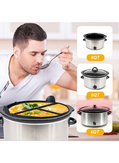 اشتري 3 in 1 Silicone Slow Cooker Liners, Reusable Crock Pot Divider Liners Fit 6 Quarts Pot Leakproof Dishwasher Safe Easy Cooking Liners for Oval or Round Pot Crock Pot Slow Cooker Accessories في الامارات