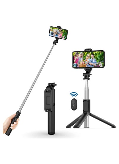 اشتري 3 in 1 Extendable Selfie Stick Tripod, Selfie Stick For Phone with Bluetooth Wireless Remote Phone Holder for iPhone 12 /iPhone 11/pro, Samsung Galaxy S10/S9 Plus/S8/Note8 في الامارات