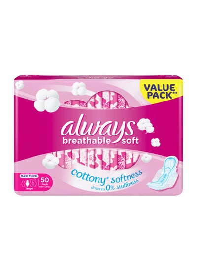 اشتري Breathable Soft Maxi Thick Sanitary Pads with Wings Large 50 Pads في الامارات