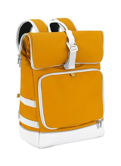 اشتري Sancy Diaper Bag Backpack, Unisex Back Pack With Heavy Duty Roll-Top Closure, Large Insulated Compartment With Changing Pad And Accessories - Saffron Yellow في الامارات