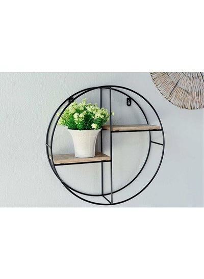 اشتري Dranad Round Metal Shelf Natural/Black 37x10cm في الامارات