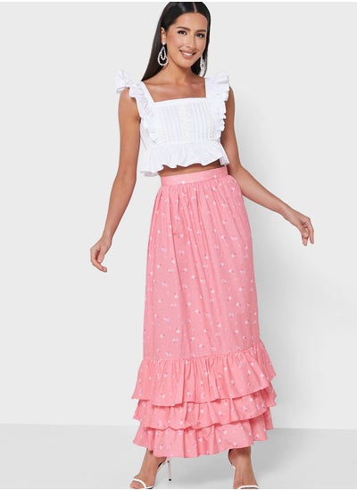 Buy Printed Midi Skirt in UAE