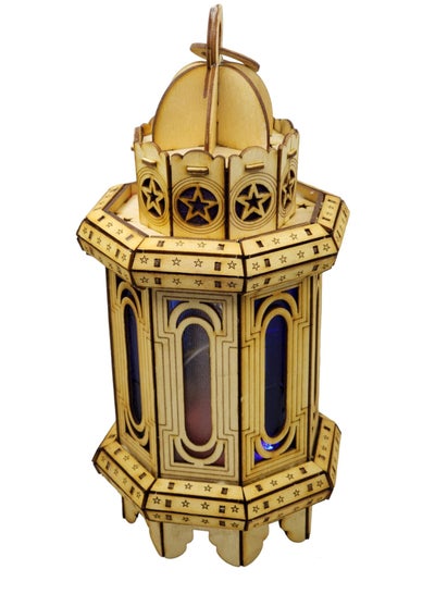 اشتري Ramadan Wooden Lantern With Glass Panels And Ramadan Song Playback في مصر