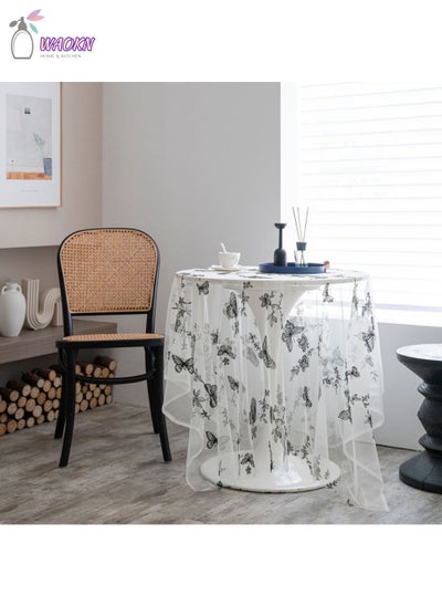 Buy Tablecloth, Embroidered Lace End Table Dustproof Cover, Black Butterfly in Saudi Arabia