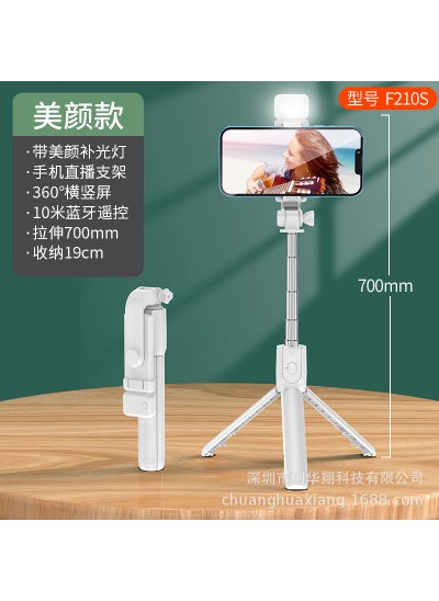 اشتري New Bluetooth selfie stick portable handheld camera artifact integrated tripod retractable adjustable selfie stickF210S-[70CM-with fill light]-White F210S-[70CM-with fill light]-White في السعودية