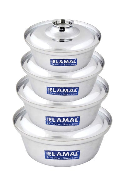 Buy Elamal Aluminum Pots Set Conical Consisting of 4 Pots Egyptian Industry Size 16cm / 18cm / 20cm / 22cm in Saudi Arabia